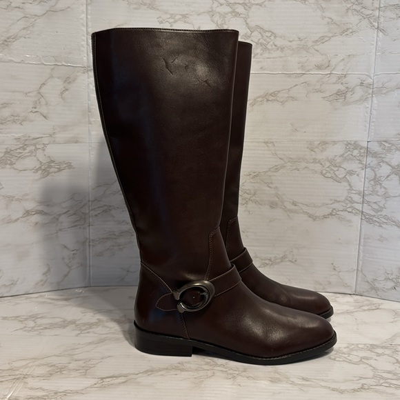 Coach ladies dark chocolate brown tall Brynn Riding leather Boots size 10 B - Picture 6 of 13